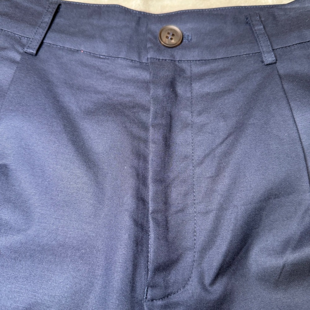 New Gentle Herd Womens Size Large Pleated Wide Leg Cropped Pants Navy Blue Nylon - Picture 8 of 14
